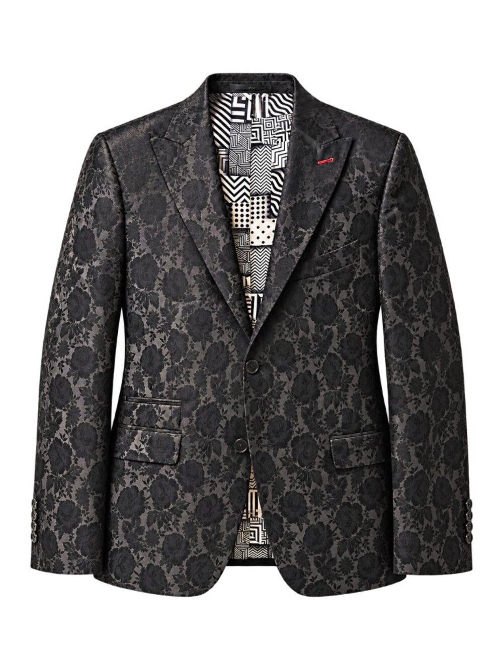 Avenue 21 Black Floral Jacquard Blazer Evening Sport Coat Dinner Jacket 44R NWT